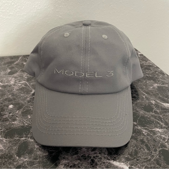 Tesla Model 3 Hat Unisex Adult Gray Adjustable Hat Tesla Cap - Picture 1 of 7